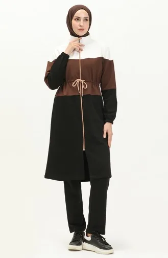 بدلة رياضية بتصميم سحاب 71071-01 لون أسود 71071-01