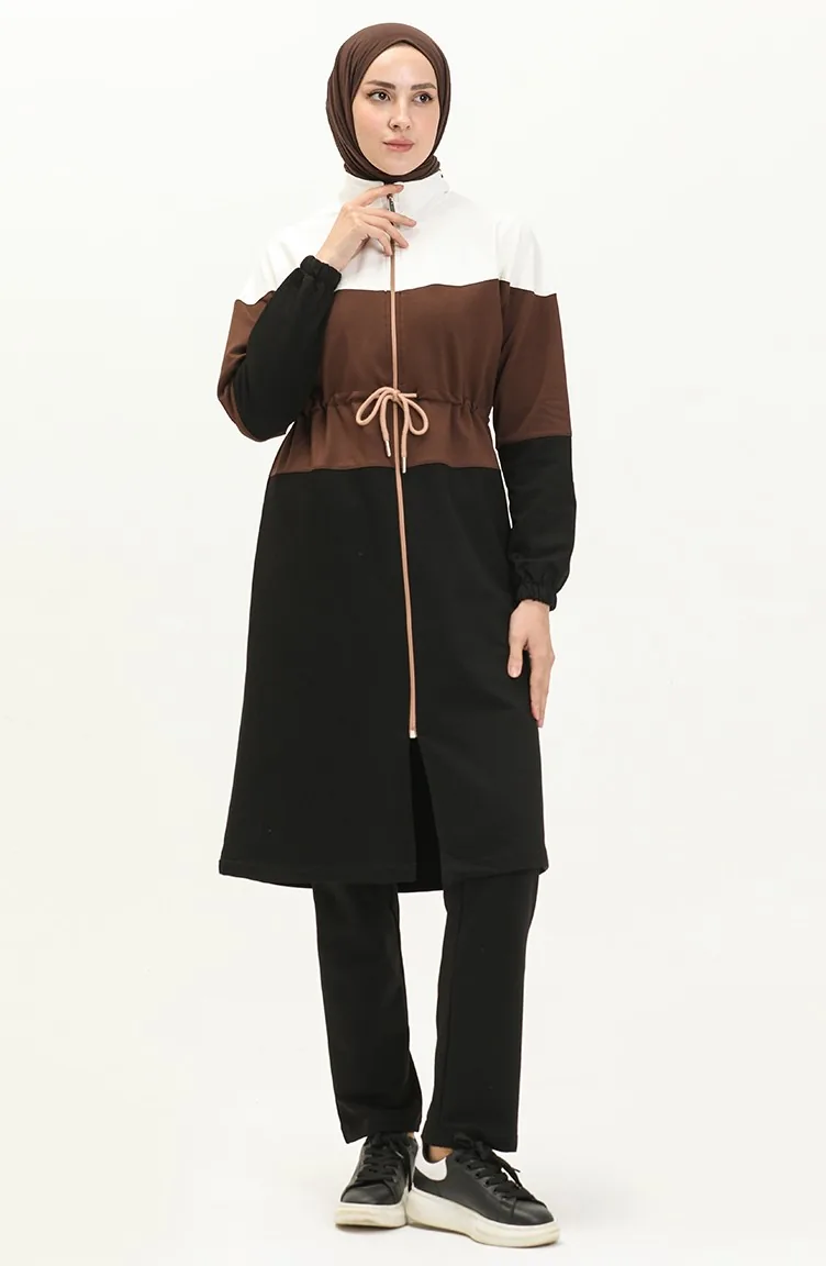 بدلة رياضية بتصميم سحاب 71071-01 لون أسود 71071-01