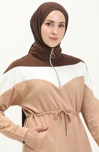 Zipper Detailed Tracksuit  Set 71072-04 Beige 71072-04