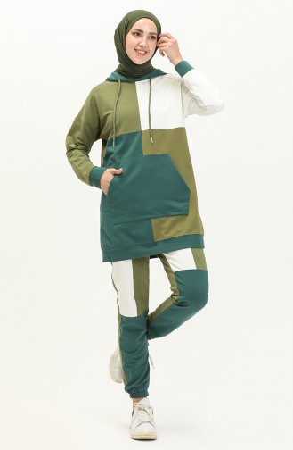 Ensemble de Survêtement à Capuche 71088-03 Vert Huile 71088-03