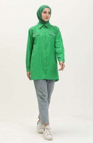 Pistachio Green Overhemdblouse 2087-02