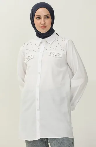Chemise à Perles 2087-03 Blanc 2087-03