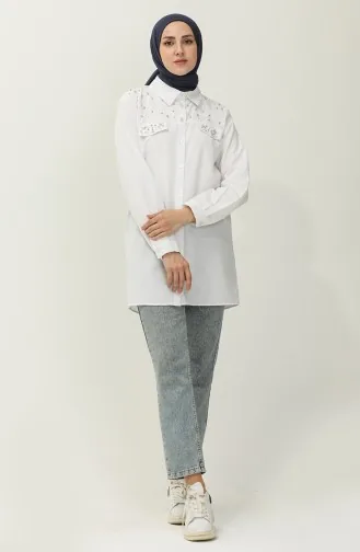 Chemise à Perles 2087-03 Blanc 2087-03