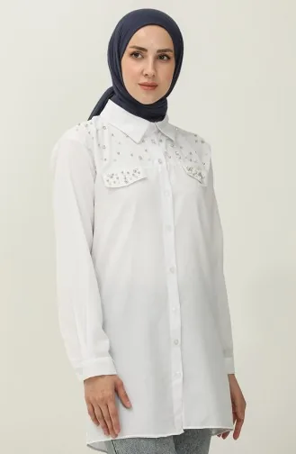 Chemise à Perles 2087-03 Blanc 2087-03