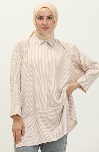 Slit Detailed Shirt 70042-01 Brown 70042-01