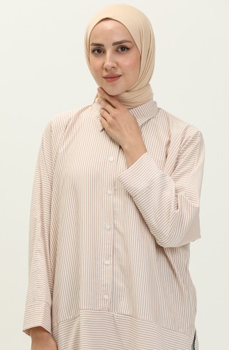 Slit Detailed Shirt 70042-01 Brown 70042-01