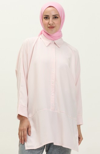 Slit Detailed Shirt 70042-03 Salmon 70042-03