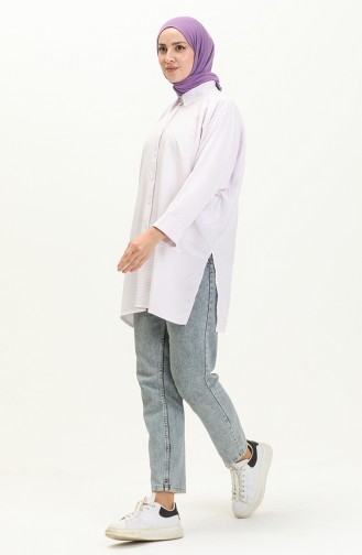 Slit Detailed Shirt 70042-04 Lilac 70042-04