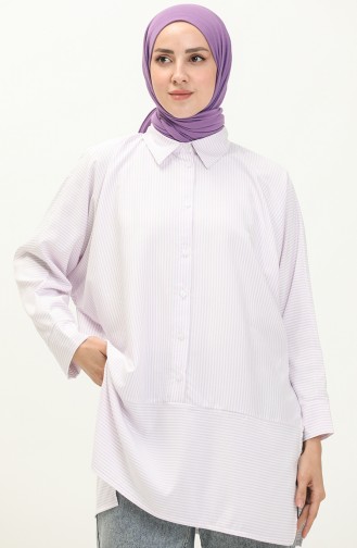 Slit Detailed Shirt 70042-04 Lilac 70042-04