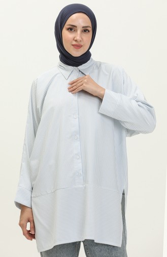 Slit Detailed Shirt 70042-05 Blue 70042-05