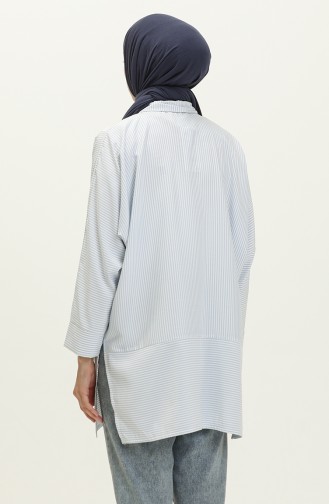 Slit Detailed Shirt 70042-05 Blue 70042-05