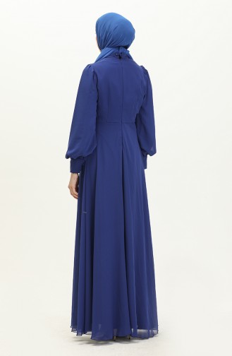 İşleme Detaylı Abiye Elbise 52868-02 Saks