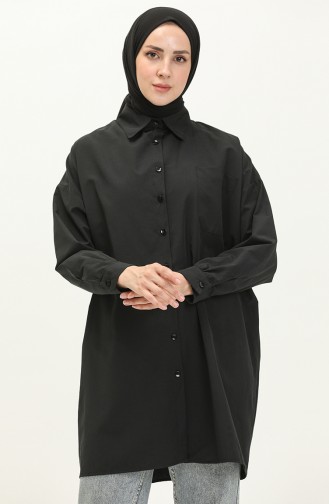 Oversize Hemd Tunika 70001-01 Schwarz 70001-01