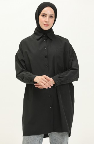 Oversize Gömlek Tunik 70001-01 Siyah