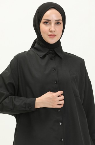 Oversize Gömlek Tunik 70001-01 Siyah