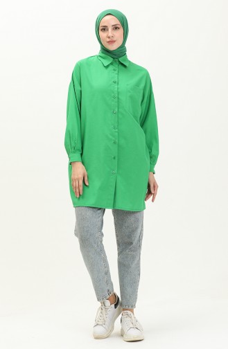 Oversize Gömlek Tunik 70001-04 Yeşil