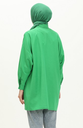 Oversize Gömlek Tunik 70001-04 Yeşil