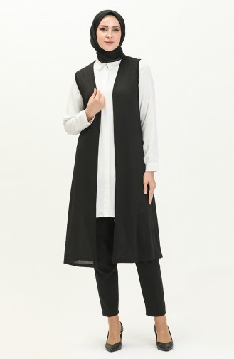 Plain Long Vest 8590-01 Black 8590-01