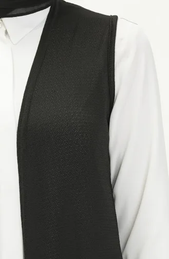 Einfarbige lange Weste 8590-01 Schwarz 8590-01
