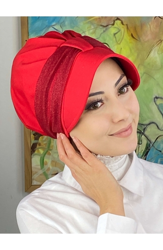 Red Ready to wear Turban 19FSPK110-02