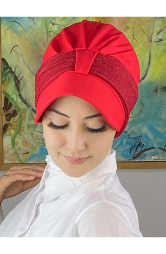 Red Ready to wear Turban 19FSPK110-02