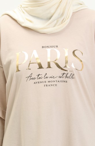 Printed Cotton T-shirt 20016-02 Beige 20016-02