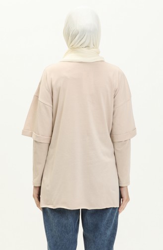 Printed Cotton T-shirt 20016-02 Beige 20016-02