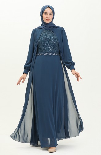 Chiffon Abendkleid 52842-01 Petrol 52842-01