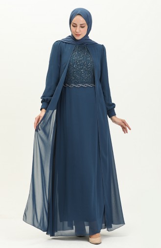 Chiffon Abendkleid 52842-01 Petrol 52842-01
