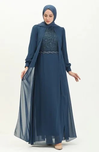 Chiffon Abendkleid 52842-01 Petrol 52842-01