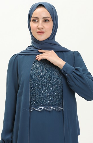 Chiffon Abendkleid 52842-01 Petrol 52842-01