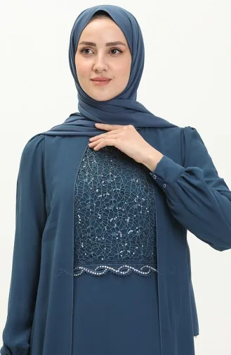 Chiffon Abendkleid 52842-01 Petrol 52842-01