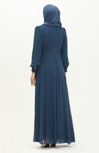 Chiffon Abendkleid 52842-01 Petrol 52842-01