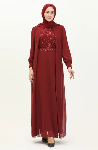Chiffon-Abendkleid 52842-02 Burgunderrot 52842-02