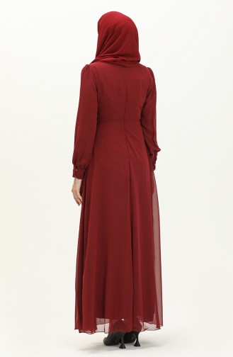 Chiffon Evening Dress 52842-02 Claret Red 52842-02