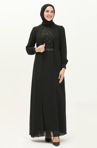 Chiffon Evening Dress 52842-03 Black 52842-03