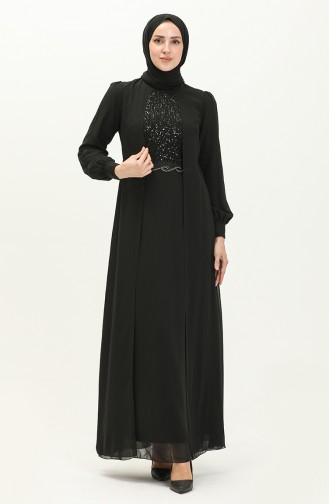 Chiffon Abendkleid 52842-03 Schwarz 52842-03