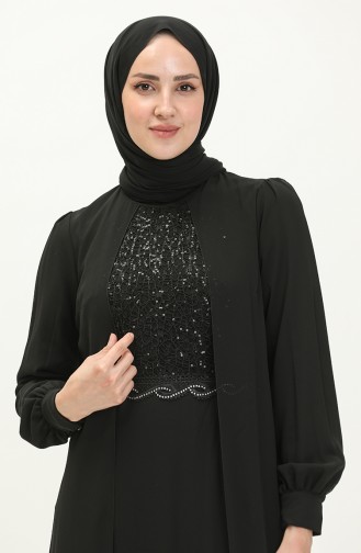 Chiffon Abendkleid 52842-03 Schwarz 52842-03