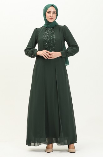 Chiffon Evening Dress 52842-04 Emerald Green 52842-04