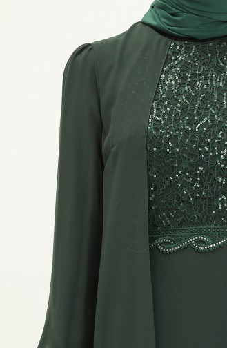 Robe de Soirée en Mousseline de Soie 52842-04 Vert Emeraude 52842-04