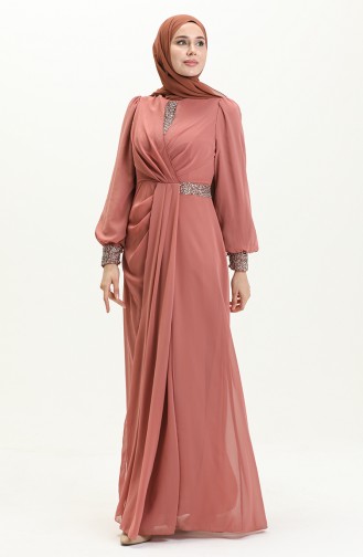 Dusty Rose İslamitische Avondjurk 52869-03