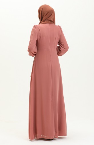 Robe de Soirée Détaillée Brodée 52869-03 Rose Pâle 52869-03