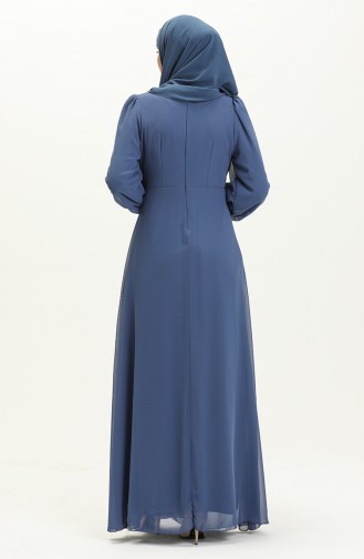 Abendkleid mit Stickereidetails 52869-05 Indigo 52869-05