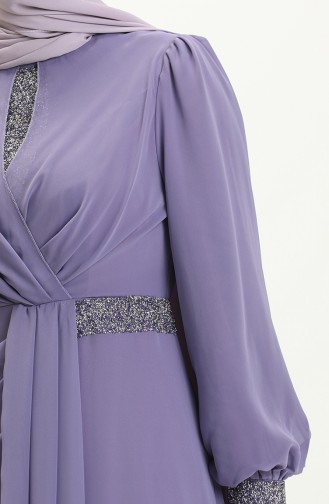 Embroidered Detail Evening Dress 52869-06 Lilac 52869-06