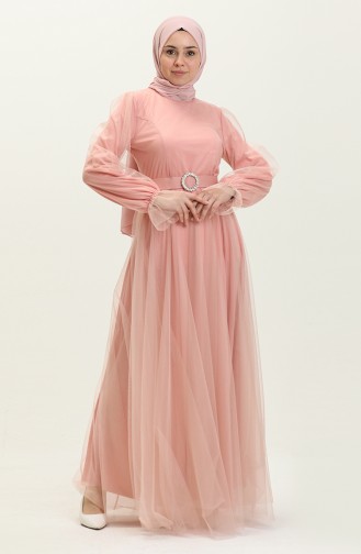 Tulle Evening Dress 2454-01 Powder 2454-01