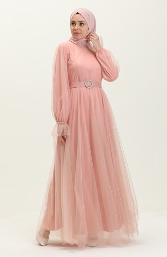 Tulle Evening Dress 2454-01 Powder 2454-01