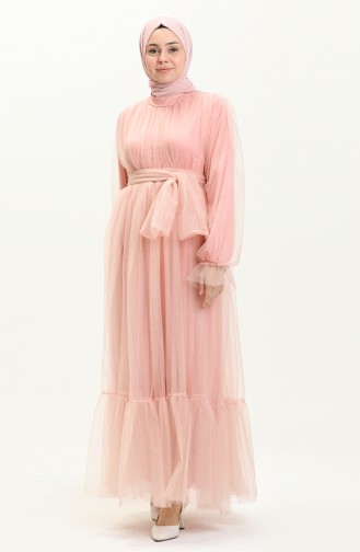 Tüll-Abendkleid mit gerafftem Rock 2456-03 Puder 2456-03