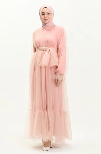 Tüll-Abendkleid mit gerafftem Rock 2456-03 Puder 2456-03