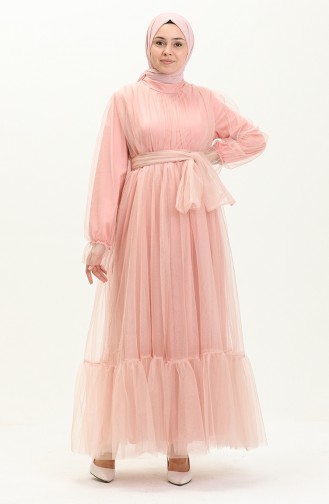 Tüll-Abendkleid mit gerafftem Rock 2456-03 Puder 2456-03