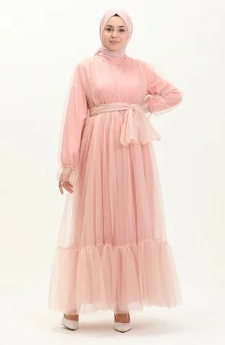 Tüll-Abendkleid mit gerafftem Rock 2456-03 Puder 2456-03